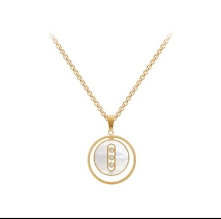 Latest 18K Gold Plated Stainless Steel Jewelry Beads Chain Hollow Round Shell Zircon