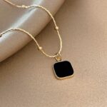 Black stone stainless necklace